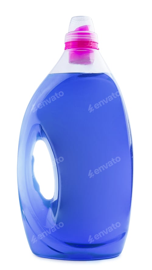 Preview: Blue plastic bottle of detergent or fabric softener