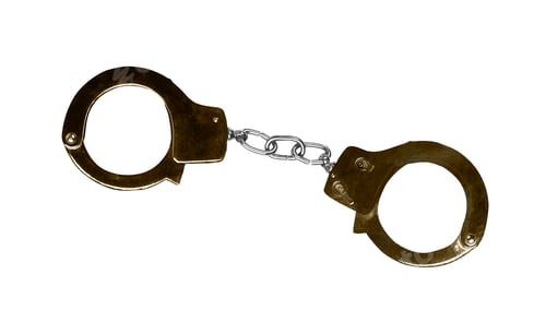 Preview: Metal handcuffs isolated on the white background.
