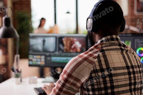 Preview: Video editor editing film footage on software
