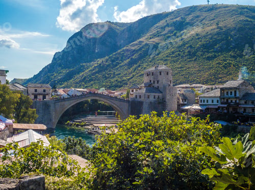 Preview: Medieval bridge crossing the river in the city of Mostar, Herzegovina