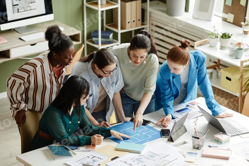 Preview: Designers working with blueprint in team