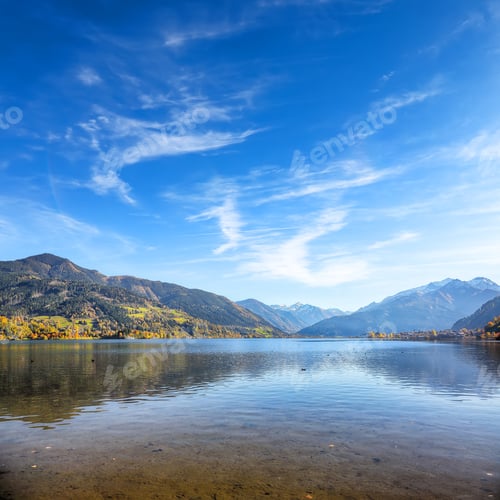 Preview: Remarkable autumn view of lake and trees in city park of Sell Am See