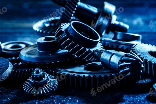 Preview: Gears. Machine part. Neon color