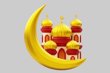 Preview: Mosque with golden domes and crescent moon