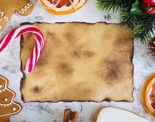 Preview: Christmas sweets, ginger cookies on wooden background. Christmas background