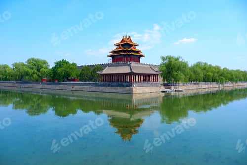 Preview: Perspective of the iconic Corner Tower of the Forbidden City in Beijing, China