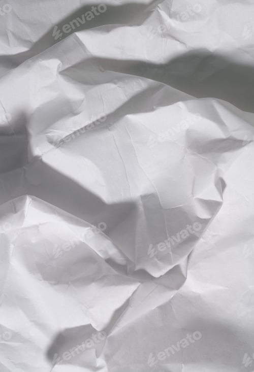 Preview: White paper texture. Crumpled paper background.