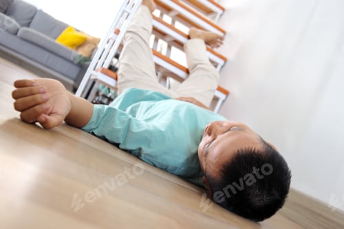 Preview: Man Falling Down Stairs After Slip And Faint Accident