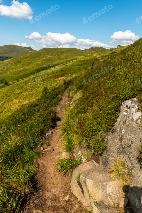 Preview: Wilderness and scenic nature and alpine landscape at summer in Bieszczady Mountains, Carpathians, Po
