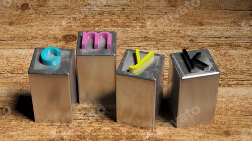 Preview: Cmyk made of metal typography letters