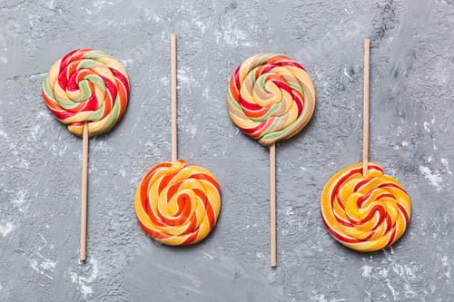 Preview: Set of colorful lollipops on colored background. Summer concept. Party Happy Birthday