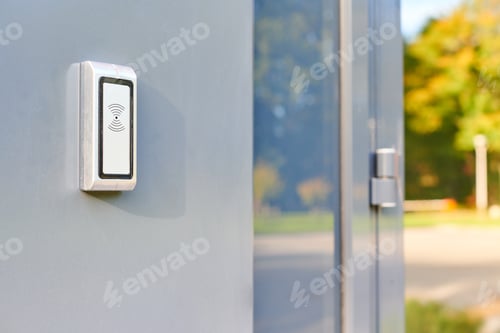 Preview: RFID reader by office door, employees only access by RFID key card, lock and key control system