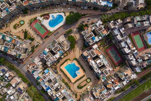 Preview: Tai Po, Hong Kong 17 May 2020: Top view of Hong Kong village