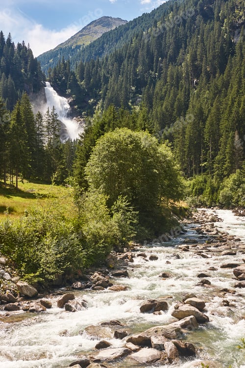 Preview: Krimml waterfalls. Nature landmark in Salzburg region. Austrian scenery highlight