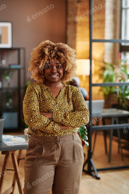 Preview: African elegant businesswoman working at office