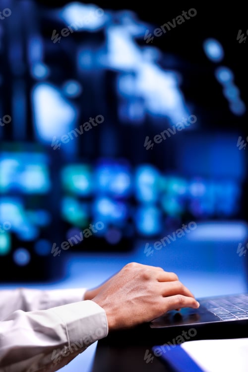 Preview: Serviceman examining supercomputers
