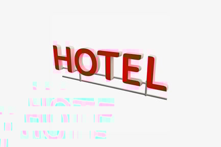 Preview: Scaled "hotel" sign with graphic accent
