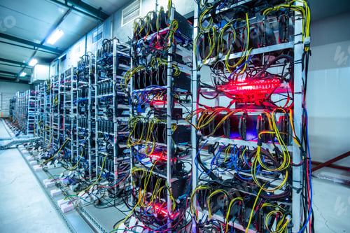Preview: Bitcoin and crypto mining farm. Big data center.
