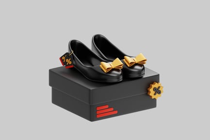 Preview: Black flats with bow on box