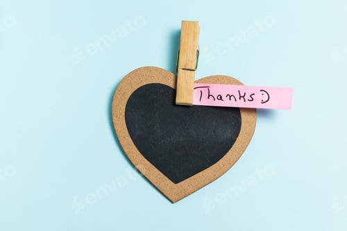 Preview: A heart with a note that says "thanks" on it