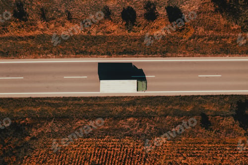 Preview: Semi-truck on the road from above