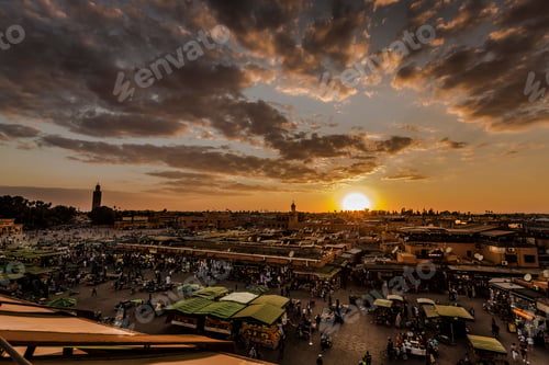 Preview: Scenic shot of sunset across the city of Marrakesh in Morocco