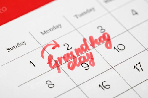 Preview: Calendar with date reminder about Groundhog day, closeup