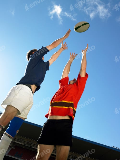 Preview: Rugby players jumping for ball