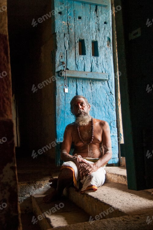 Preview: Indian Sadhu or holy man in the temple.