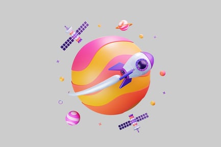 Preview: Cartoon space rocket scene