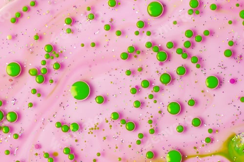 Preview: Abstract Background with Green Bubbles on Pink