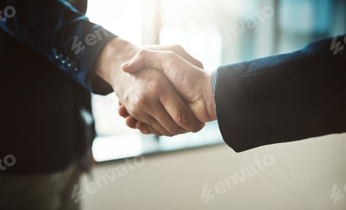 Preview: Trust is essential to success. Cropped shot of two businessmen shaking hands in a modern office.