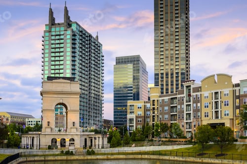 Preview: Atlanta, Georgia, Usa City Skyline At Atlantic Station.