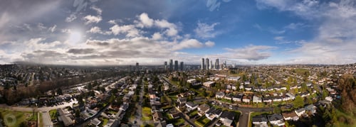 Preview: Panoramic Urban Skyline With Residential Neighborhood on a Sunny Day