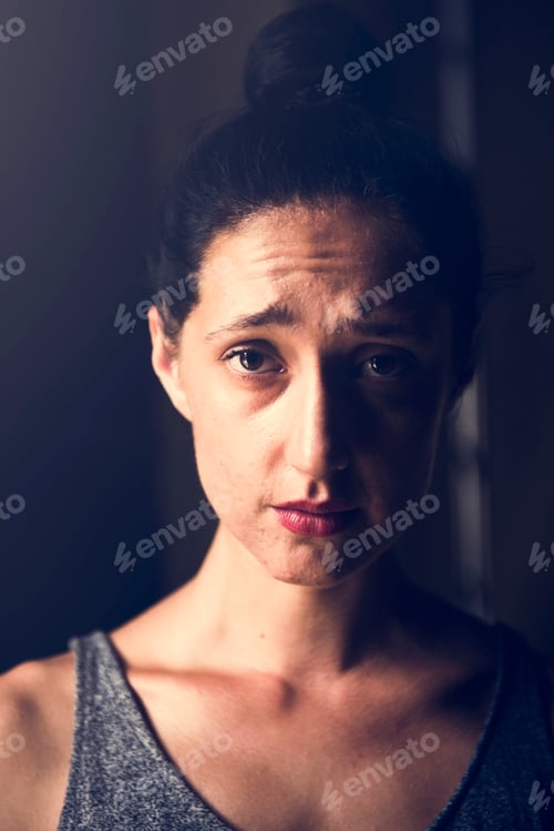 Preview: Woman with sad face expression