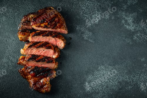 Preview: Steak ribeye, grilled with pepper and garlic.