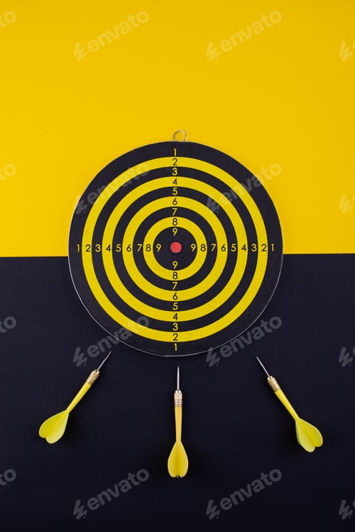 Preview: Target and goal concept with darts and arrows