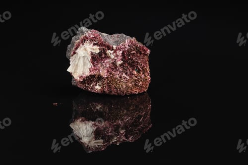 Preview: Rough Crimson Erythrite Mineral Stone on Black