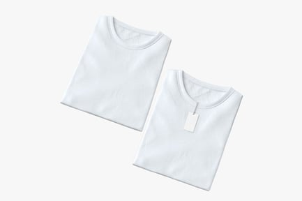 Preview: Folded Crew Neck Tee: White Cotton Fabric