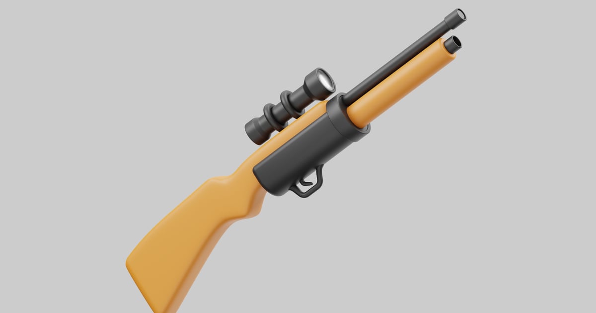 Cartoon long rifle with scope 3D, Incl. asset & firearm - Envato