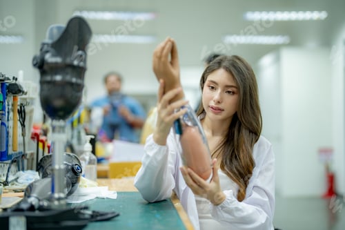 Preview: Prosthetics Laboratory, Prosthetics Technician Checking Prosthetic Leg