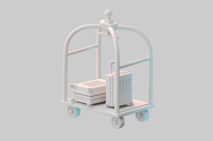 Preview: Hotel luggage cart with suitcases