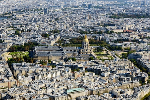 Preview: An aerial view from the top of Effeil tower towards the Trocadero Park.