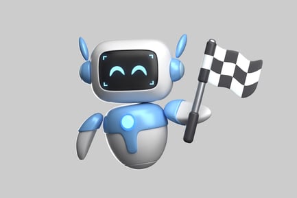 Preview: 3D Cute AI Robot Holding Checkered Flag