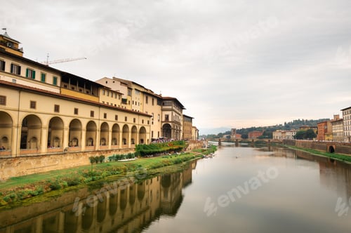 Preview: The Uffizi Gallery and the Arno River taken from the Ponte Vecchio bridge on the Arno River in