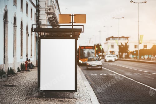 Preview: An empty banner mockup on a bus stop