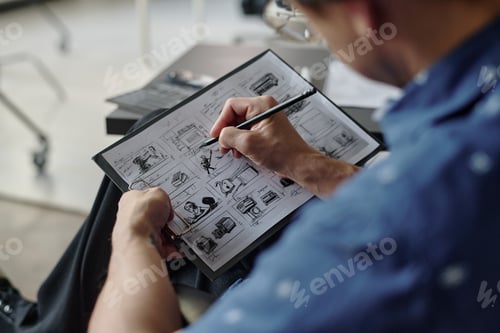 Preview: Sketches on Paper in Male Hands