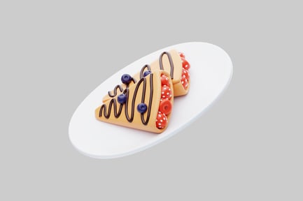 Vista previa: Crepes con frutos rojos en plato