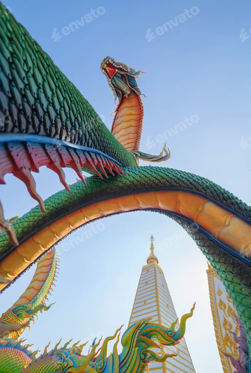 Preview: Temple in Thailand. Thai architecture building. Famous tourist attraction landmark.