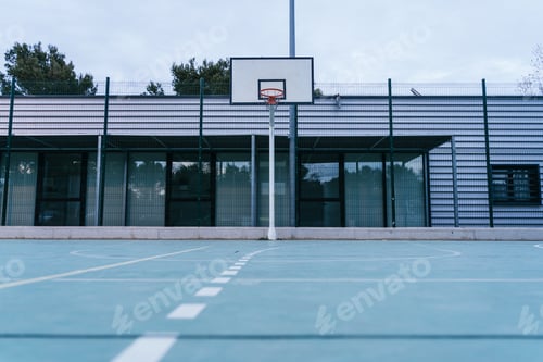 Preview: Empty basketball court at sunset in Palma de Mallorca, Spain